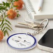 水の色マグパイガーデンバードアート自然 キーホルダー (正面右)