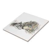 水の色マザーウルフ&カブスアニマルアート タイル (側面)