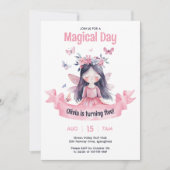 水の色マジカルフェアリープリンセス誕生日パーティー 招待状 (正面)