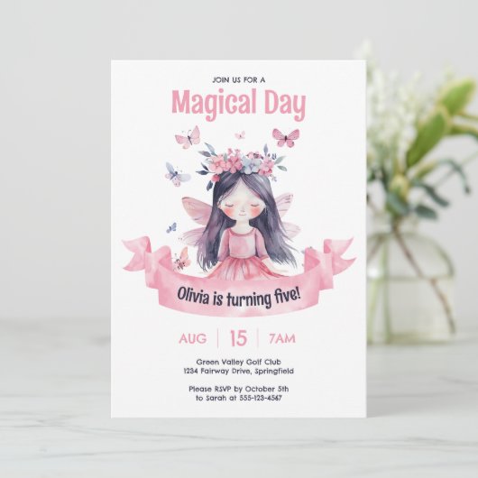 水の色マジカルフェアリープリンセス誕生日パーティー 招待状 (スタンド正面)