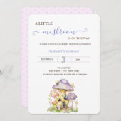 水の色マッシュルーム点々のあるの赤ちゃんシャワー 招待状 (正面/裏面)