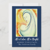 水の色マドンナとチャイルドフラットホリデーカード シーズンカード (正面)