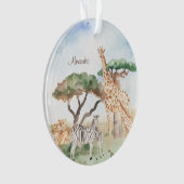 水の色ママとベビーアフリカ動物のクリスマス オーナメント (正面)