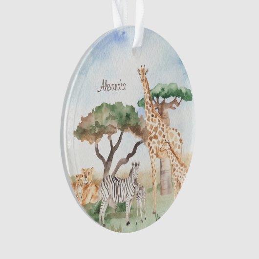 水の色ママとベビーアフリカ動物のクリスマス オーナメント (正面)