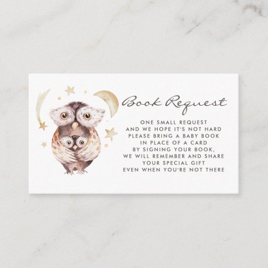 水の色ママとベビーフクロウのブックリクエスト エンクロージャーカード (正面)