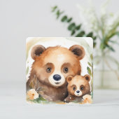 水の色ママベアアンドベビー 招待状 (スタンド正面)