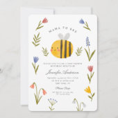 水の色ママbeeワイルドフラワーベビーシャワー 招待状 (正面)