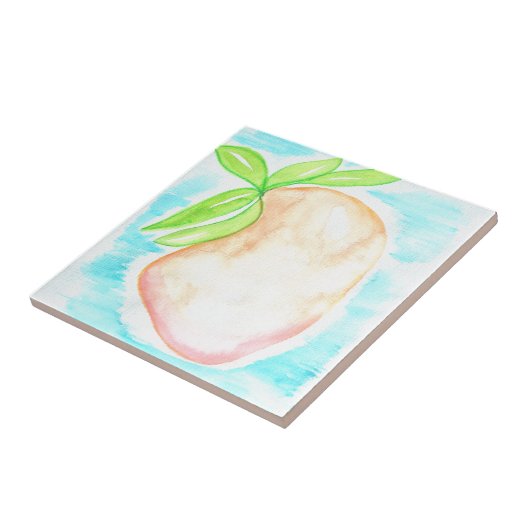 水の色マンゴーハンドトロピカルキッ絵を描チン タイル (側面)