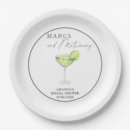 水の色マーガアンドマトリモニーブライダルシャワー ペーパープレート