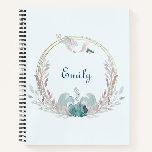 水の色マーメイドとリース弾丸ジャーナル ノートブック (正面)