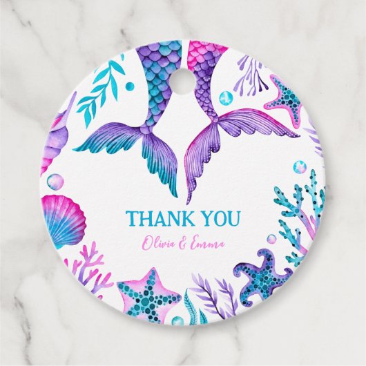 水の色マーメイドジョイント誕生日ありがとう フェイバータグ (正面)