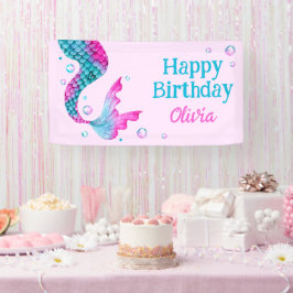 水の色マーメイドテールアンダーザシー誕生日 横断幕