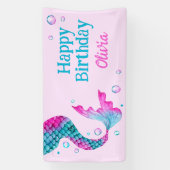 水の色マーメイドテールアンダーザシー誕生日 横断幕 (縦)