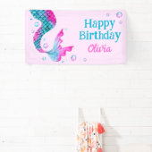 水の色マーメイドテールアンダーザシー誕生日 横断幕 (インサイチュ)