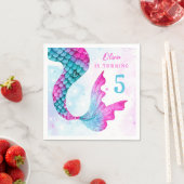 水の色マーメイドテール&スターズガールズ誕生日 スタンダードカクテルナプキン (インサイチュ)