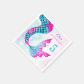 水の色マーメイドテール&スターズガールズ誕生日 スタンダードカクテルナプキン (角)