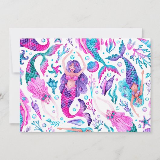 水の色マーメイド誕生日ありがとう サンキューカード (裏面)