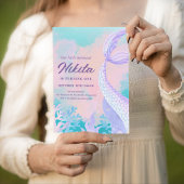 水の色マーメイド1st誕生日招待状 招待状