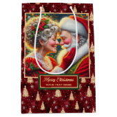 水の色ミスター&ミセスクロースホリデークリスマスバッグ ミディアムペーパーバッグ (正面)