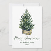 水の色ミニマリストパインツリーメリークリスマス シーズンカード (正面)