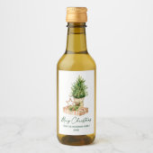 水の色ミニマルなクリスマス書道ミニ ワインラベル (正面)