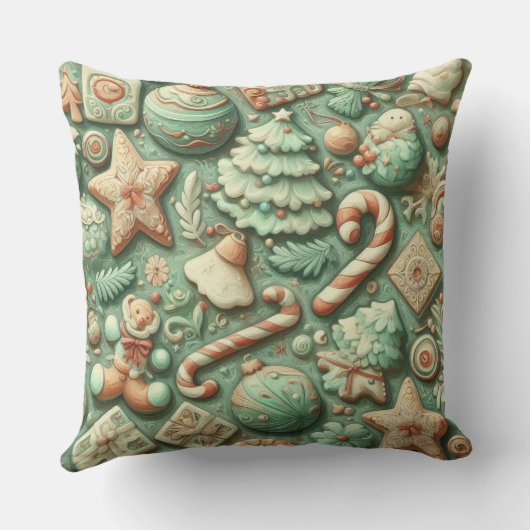 水の色ミントグリーンクリスマスモチーフ休日 クッション (裏面)