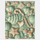 水の色ミントグリーンクリスマスモチーフ休日 フリースブランケット (正面)