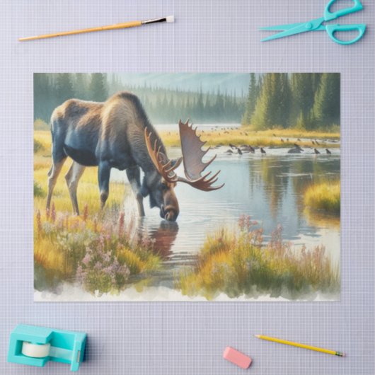 水の色ムースワイルドライフデクページティッシュペーパー 薄葉紙 (クラフト)