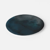 水の色ムーディモダンーブルーシック結婚式パーティー ペーパープレート (アングル)