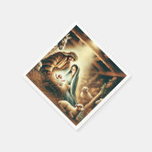 水の色メアリージョセフ&イエス出生デクページ スタンダードカクテルナプキン (角)