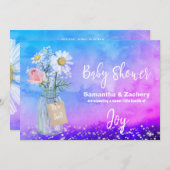 *~*水の色メイスンジャーフローラベビーシャワー素朴 招待状 (正面/裏面)