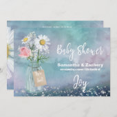 *~*水の色メイスンジャーフローラ素朴ベビーシャワー 招待状 (正面/裏面)