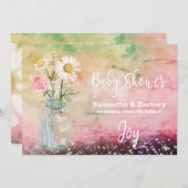 *~*水の色メイスンジャーフローラ素朴ベビーシャワー 招待状 (正面/裏面)