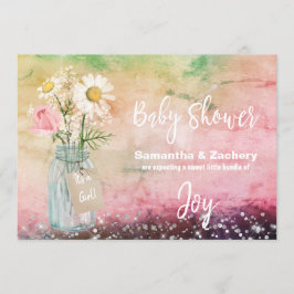 *~*水の色メイスンジャーフローラ素朴ベビーシャワー 招待状