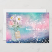 *~*水の色メイスンジャー素朴ベビーシャワーフローラ 招待状 (正面)