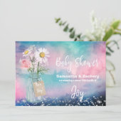 *~*水の色メイスンジャー素朴ベビーシャワーフローラ 招待状 (スタンド正面)