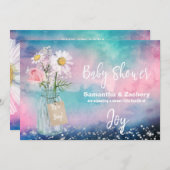 *~*水の色メイスンジャー素朴ベビーシャワーフローラ 招待状 (正面/裏面)