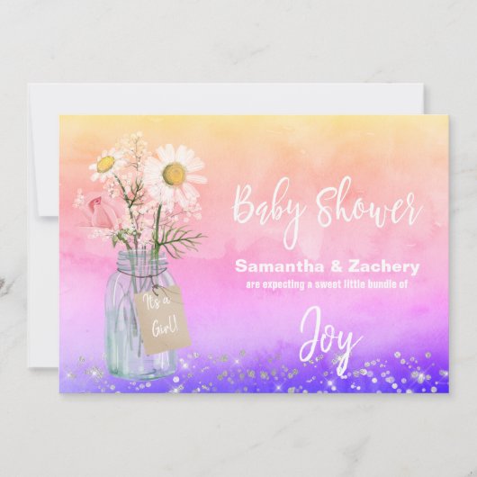 *~*水の色メイスン素朴フローラベビーシャワー 招待状 (正面)