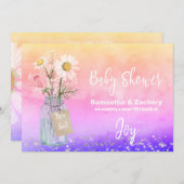 *~*水の色メイスン素朴フローラベビーシャワー 招待状 (正面/裏面)