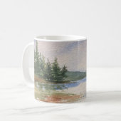 水の色メインランドスケープ水の森ブルーグリーン コーヒーマグカップ (正面左)