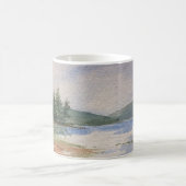 水の色メインランドスケープ水の森ブルーグリーン コーヒーマグカップ (中央)