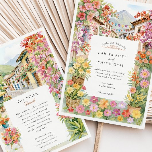 水の色メデリン結婚コロンビア 招待状