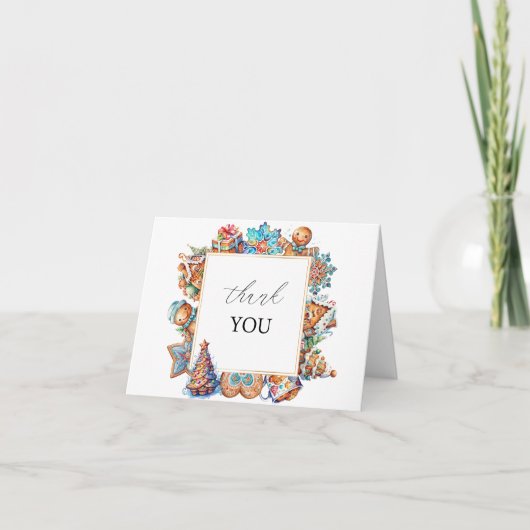 水の色メリーエレガントクリスマス赤ちゃんシャワーTha サンキューカード (正面)