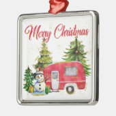 水の色メリークリスマスキャンパー&ツリー メタルオーナメント (左)