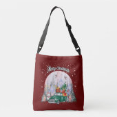 水の色メリークリスマスギフトの車 クロスボディバッグ (裏面)