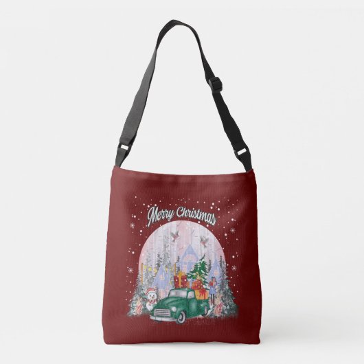 水の色メリークリスマスギフトの車 クロスボディバッグ (裏面)