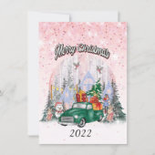 水の色メリークリスマスギフトの車 シーズンカード (正面)