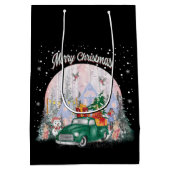 水の色メリークリスマスギフトの車 ミディアムペーパーバッグ (裏面)