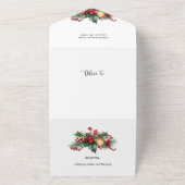 水の色メリークリスマスクリスマスフローラ写真 オールインワン招待状 (外側)