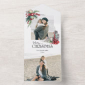 水の色メリークリスマスクリスマスフローラ写真 オールインワン招待状 (内側)